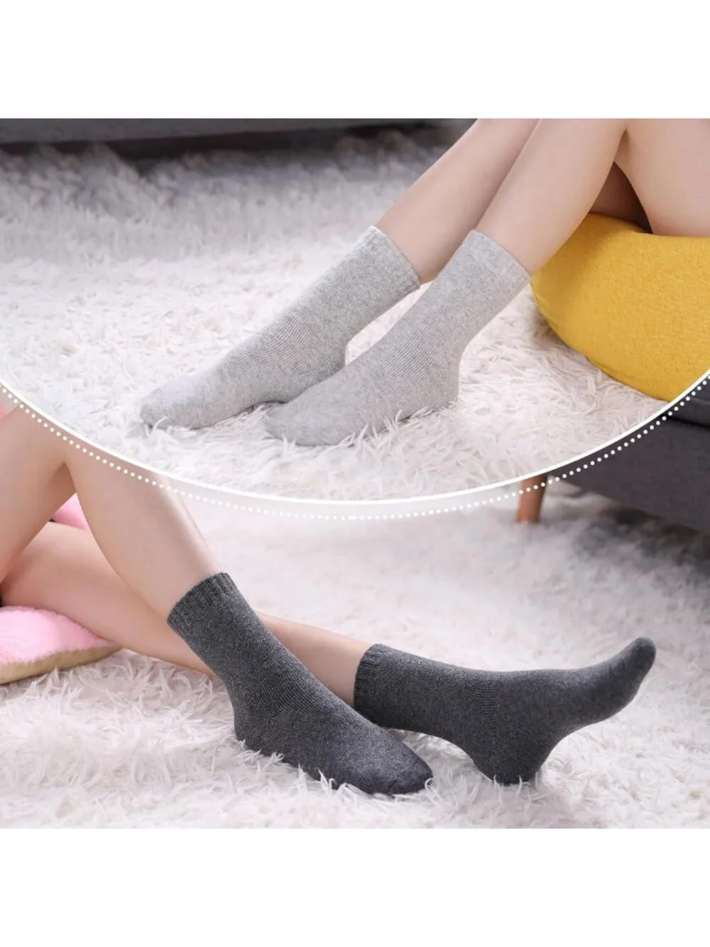 Cozy Winter Wool Socks for Women - Thick Warm Hiking Boot Crew - 5 Pairs Gift